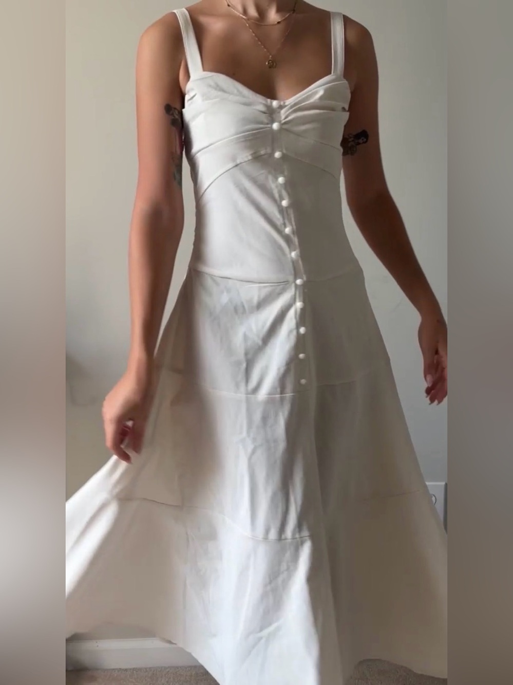 Cider Cream Sleeveless Button-Front Maxi Dress